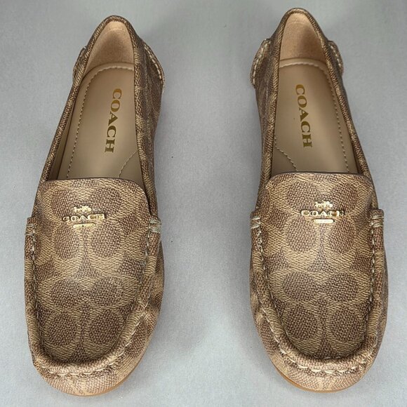 NWT Coach Women's Marley Driver Tan Logo Loafers - Picture 3 of 8